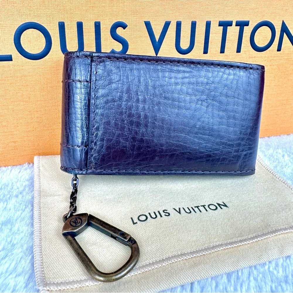 Louis Vuitton brown soft leather card ID holder keychain pouch - Picture 3 of 14